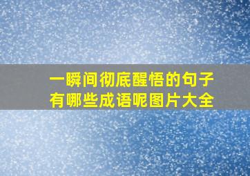 一瞬间彻底醒悟的句子有哪些成语呢图片大全