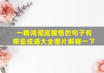 一瞬间彻底醒悟的句子有哪些成语大全图片解释一下