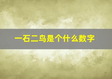 一石二鸟是个什么数字