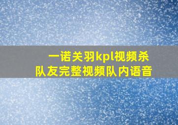 一诺关羽kpl视频杀队友完整视频队内语音