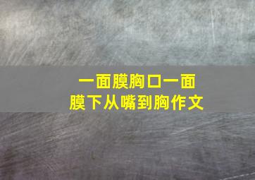 一面膜胸口一面膜下从嘴到胸作文