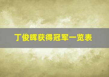 丁俊晖获得冠军一览表