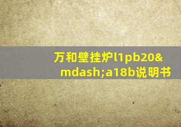 万和壁挂炉l1pb20—a18b说明书