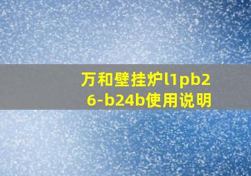 万和壁挂炉l1pb26-b24b使用说明