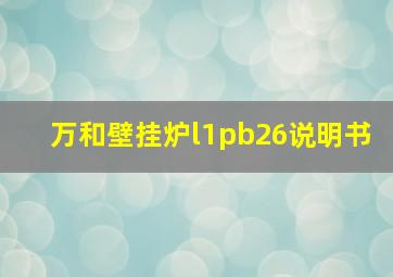 万和壁挂炉l1pb26说明书