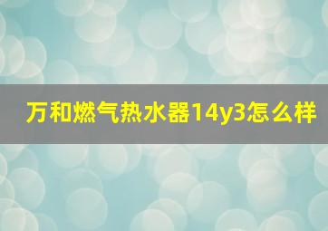 万和燃气热水器14y3怎么样