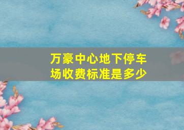 万豪中心地下停车场收费标准是多少