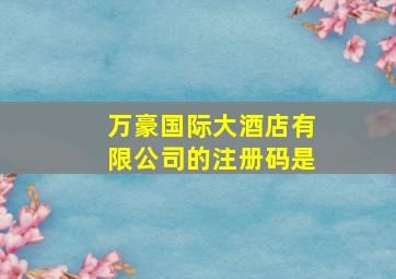 万豪国际大酒店有限公司的注册码是