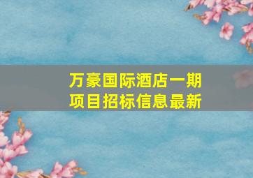 万豪国际酒店一期项目招标信息最新