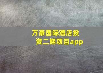 万豪国际酒店投资二期项目app