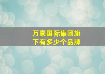 万豪国际集团旗下有多少个品牌