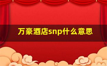 万豪酒店snp什么意思