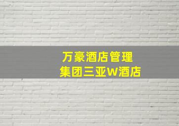 万豪酒店管理集团三亚W酒店