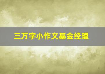 三万字小作文基金经理