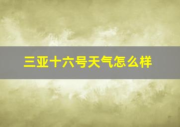 三亚十六号天气怎么样