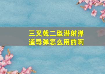 三叉戟二型潜射弹道导弹怎么用的啊