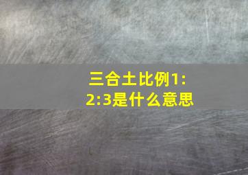 三合土比例1:2:3是什么意思