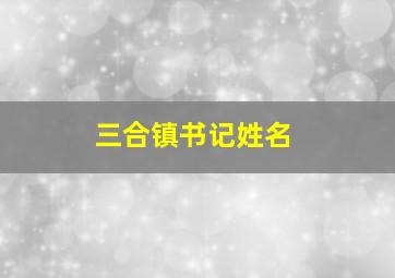 三合镇书记姓名