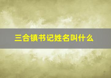 三合镇书记姓名叫什么