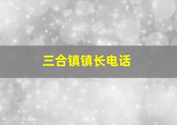 三合镇镇长电话