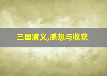 三国演义,感想与收获