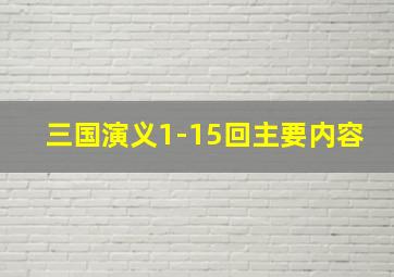 三国演义1-15回主要内容