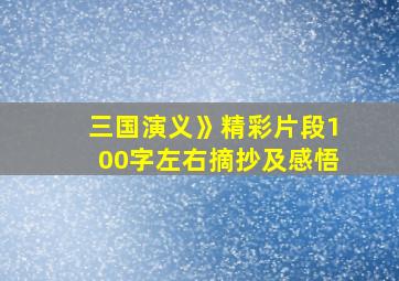 三国演义》精彩片段100字左右摘抄及感悟