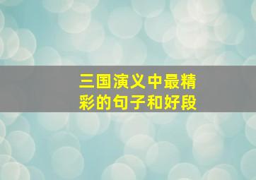 三国演义中最精彩的句子和好段