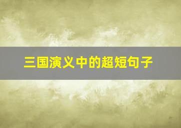 三国演义中的超短句子