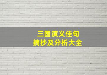 三国演义佳句摘抄及分析大全