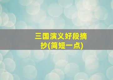 三国演义好段摘抄(简短一点)