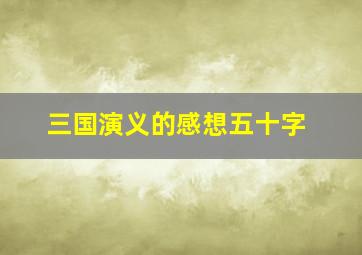 三国演义的感想五十字