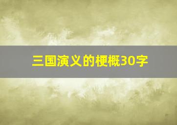 三国演义的梗概30字