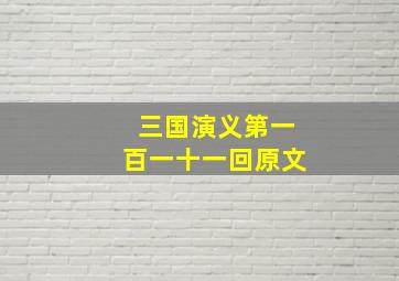 三国演义第一百一十一回原文