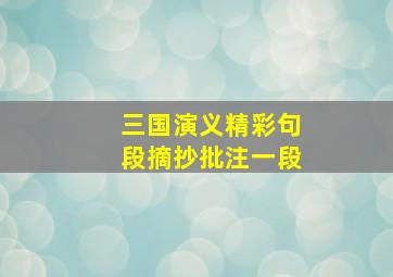 三国演义精彩句段摘抄批注一段