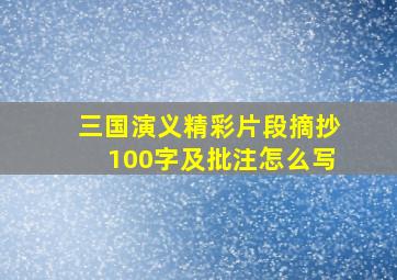 三国演义精彩片段摘抄100字及批注怎么写