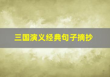 三国演义经典句子摘抄