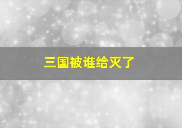 三国被谁给灭了