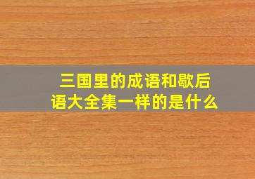 三国里的成语和歇后语大全集一样的是什么