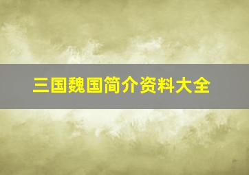 三国魏国简介资料大全