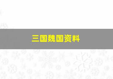 三国魏国资料