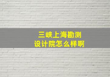 三峡上海勘测设计院怎么样啊