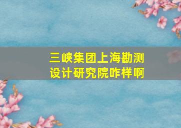 三峡集团上海勘测设计研究院咋样啊