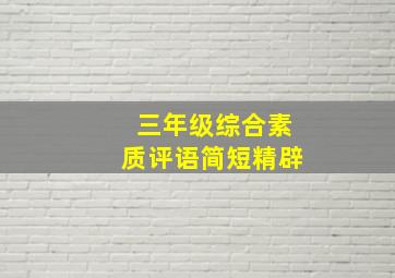 三年级综合素质评语简短精辟