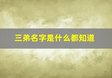 三弟名字是什么都知道