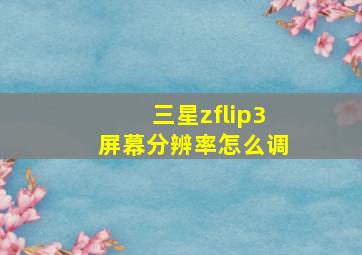 三星zflip3屏幕分辨率怎么调