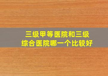 三级甲等医院和三级综合医院哪一个比较好