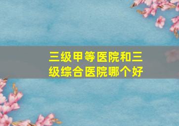 三级甲等医院和三级综合医院哪个好