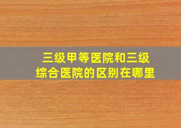 三级甲等医院和三级综合医院的区别在哪里