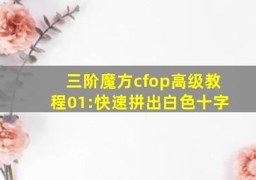 三阶魔方cfop高级教程01:快速拼出白色十字